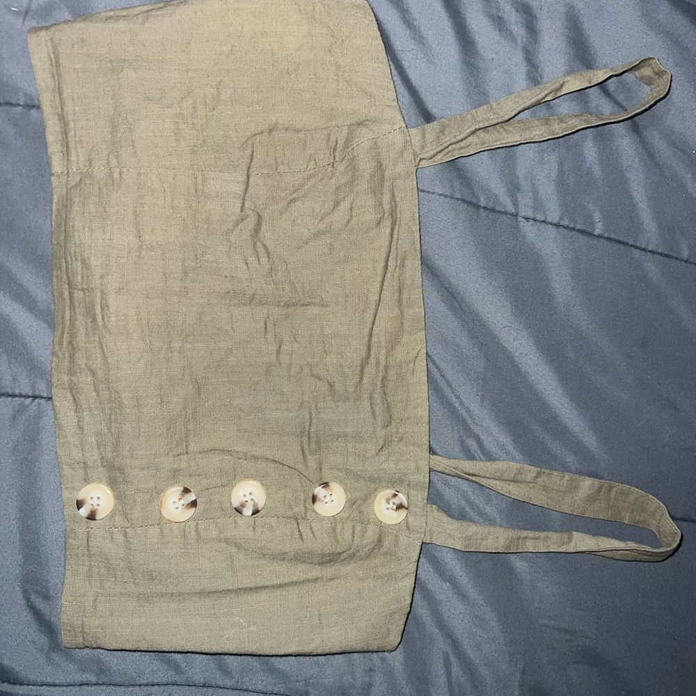Olive Green Buttoned Crop Top